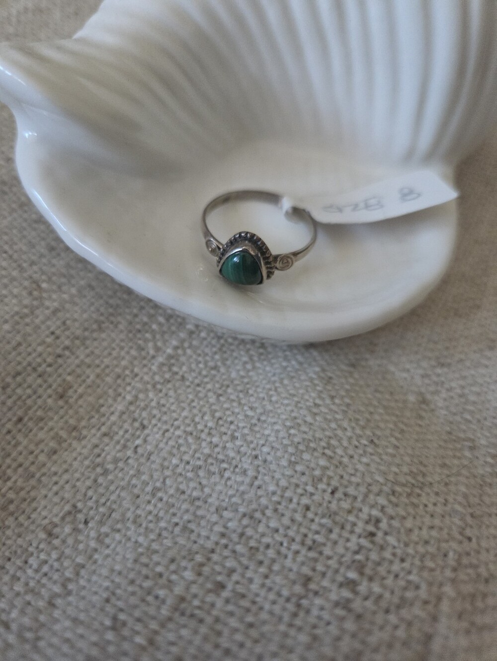 NEW 925 Sterling Silver Malachite Ring – Size 8